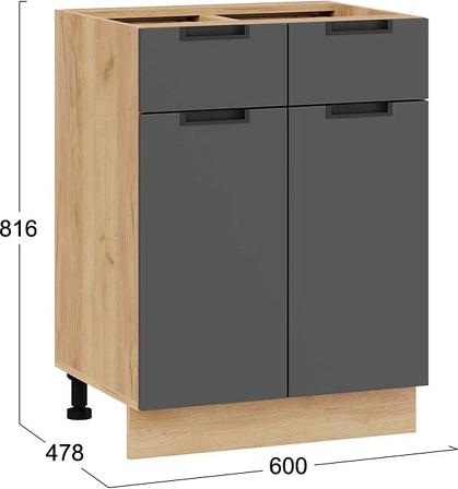 Изображение товара Шкаф-стол кухонный ТриЯ Гренада 1Н6Я1 (дуб крафт золотой/холст вулкан)