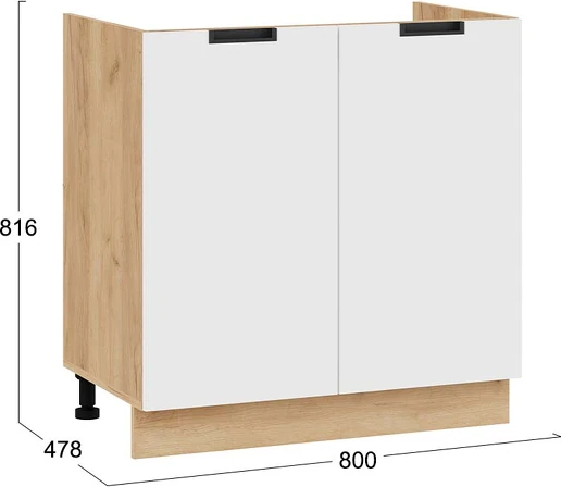 Изображение товара Шкаф под мойку ТриЯ Гренада 1Н8М (дуб крафт золотой/холст белый)