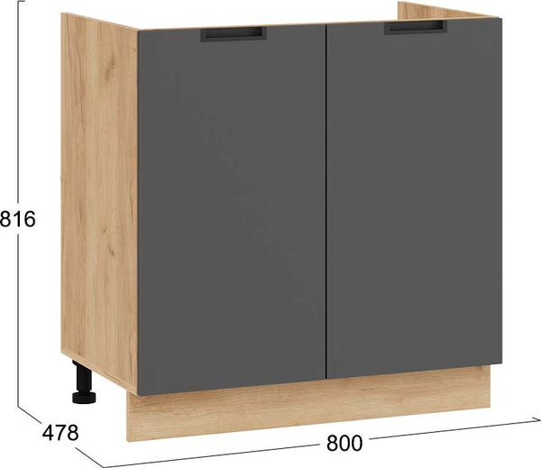 Изображение товара Шкаф под мойку ТриЯ Гренада 1Н8М (дуб крафт золотой/холст вулкан)