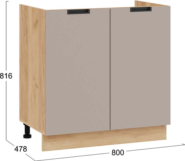 Изображение товара Шкаф под мойку ТриЯ Гренада 1Н8М (дуб крафт золотой/холст латте)