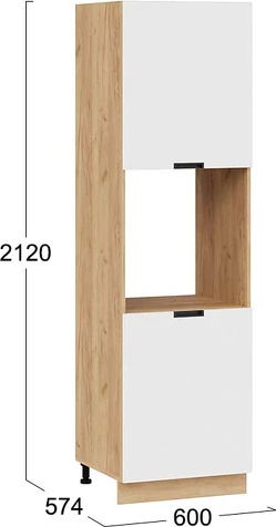 Изображение товара Шкаф-пенал кухонный ТриЯ Гренада 1П6 (дуб крафт золотой/холст белый)