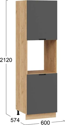 Изображение товара Шкаф-пенал кухонный ТриЯ Гренада 1П6 (дуб крафт золотой/холст вулкан)