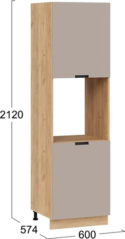 Изображение товара Шкаф-пенал кухонный ТриЯ Гренада 1П6 (дуб крафт золотой/холст латте)