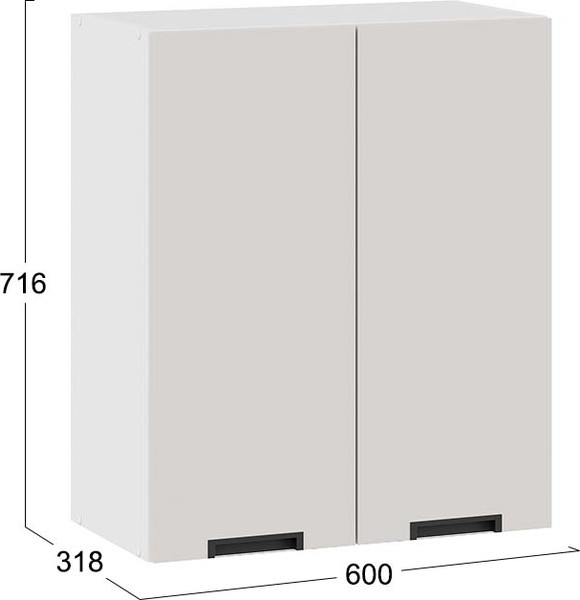 Изображение товара Шкаф навесной для кухни ТриЯ Гренада 1В6 (белый/холст мокко)