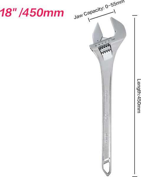 Изображение товара Гаечный ключ Deli Разводной YS EDL018A (450мм, раскрытие губок 55мм)