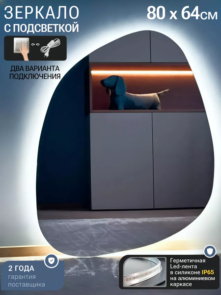 Изображение товара Зеркало Emze 64x80 / LED.NF.64.80.SW.4K (с подсветкой)