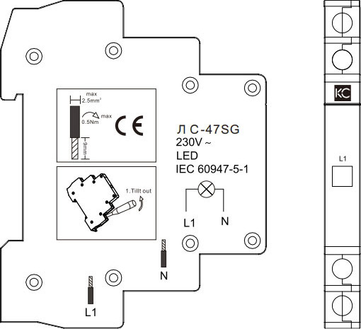 Изображение товара Индикатор чередования фаз КС ЛС-47SG slim / 82815 (зеленый)