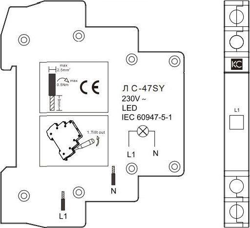 Изображение товара Индикатор чередования фаз КС ЛС-47SY slim / 82816 (желтый)