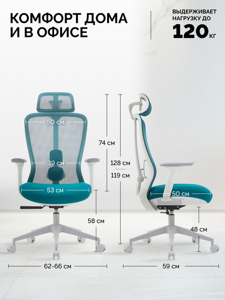 Изображение товара Кресло офисное Sparx FX-28-1 Fansil (White/Cyan)