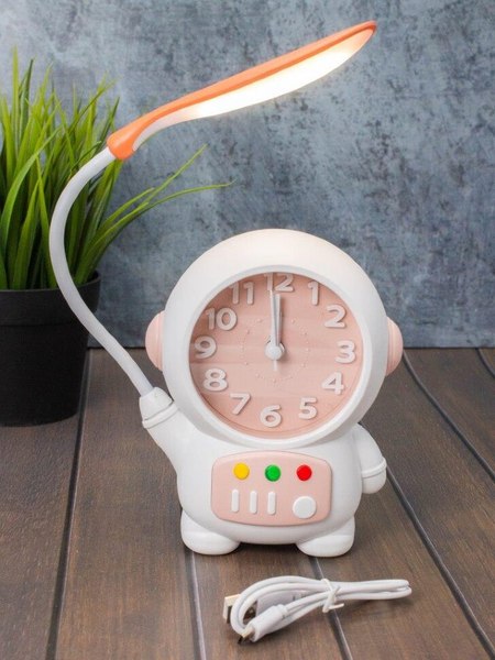 Изображение товара Настольные часы ILikeGift Cheerful Cosmonaut со светильником / CD263-01 (розовый)
