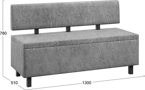 Изображение товара Скамья ТриЯ Брайтон прямая 130 (венге цаво/Wellmart Silver)