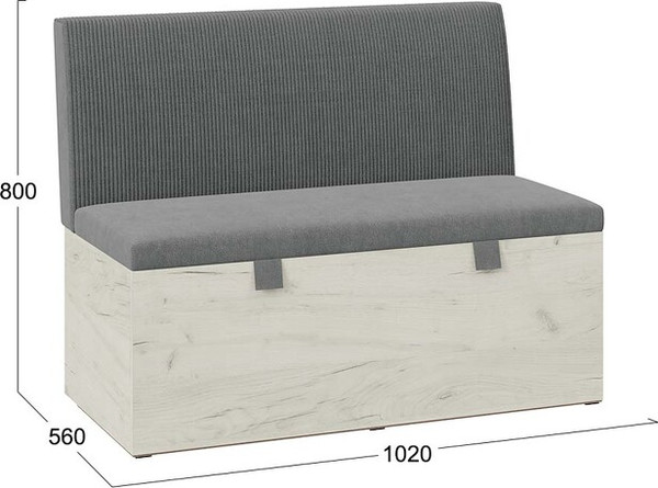 Изображение товара Скамья ТриЯ Мальта прямая (дуб Крафт белый/серый)