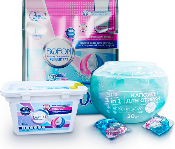 Изображение товара Капсулы для стирки Bofon 3в1 (30шт)