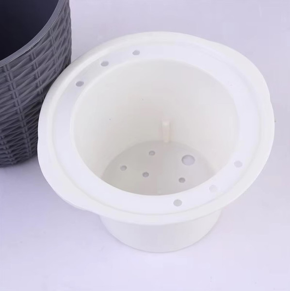 Изображение товара Вазон BOTANICA Ratan с автополивом (13.8x14см, белый)