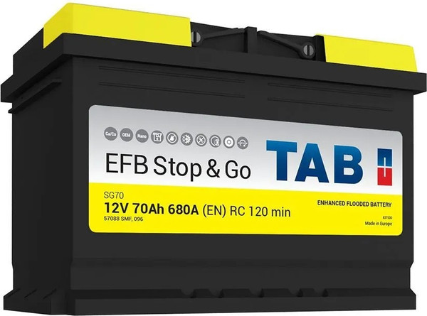 Изображение товара Автомобильный аккумулятор TAB EFB 70R L3 R+