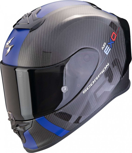 Изображение товара Мотошлем Scorpion Exo Exo-R1 Evo Carbon Air Mg (р. XL, карбон матовый/синий)
