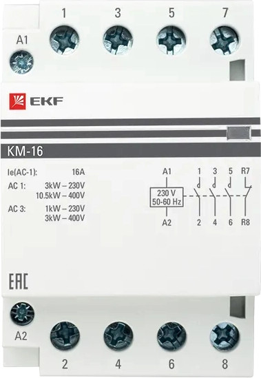 Изображение товара Контактор EKF PROxima КМ 16А 2NО+2NC / km-3-16-22