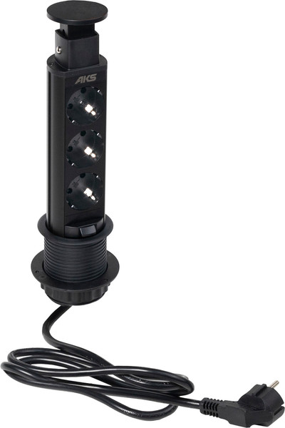 Изображение товара Блок розеточный AKS Выдвижной Vulcan (3 розетки, черный)