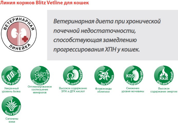 Изображение товара Влажный ветеринарный корм для кошек Blitz Pets Cat Vetline Renal с индейкой / 4117В (100г)