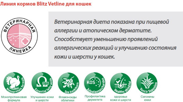 Изображение товара Влажный корм для кошек Blitz Pets Cat Vetline Hypoallergenic с индейкой / 4118В (100г)