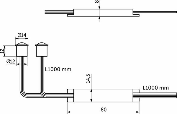 Изображение товара Выключатель для светодиодной ленты AKS бесконтактный на движение двойной врезной/накладной (60W, черный)