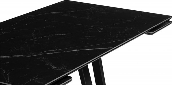 Изображение товара Обеденный стол Notta Памелла 140/200x80 (черный мрамор/черный)