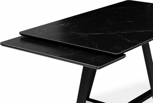 Изображение товара Обеденный стол Notta Памелла 140/200x80 (черный мрамор/черный)