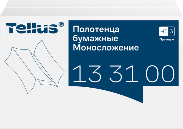 Изображение товара Бумажные полотенца Tellus H3 Премиум с моносложением ZZ 2-слойные / 133100 (200 листов, белый)