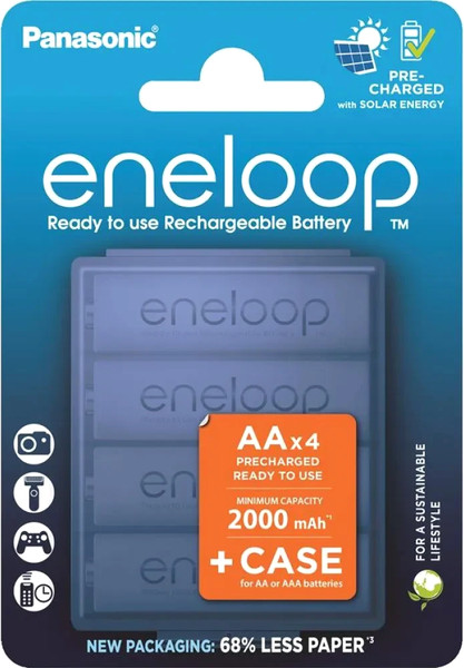 Изображение товара Комплект аккумуляторов Panasonic Eneloop AA 2000 / BK-3MCDE/4CP+case (4шт)