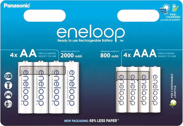 Изображение товара Комплект аккумуляторов Panasonic Eneloop AA 2000+AAA 800 / BK-3MCDE+BK-4MCDE/8CP (8шт)