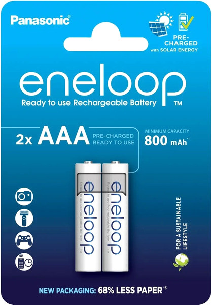 Изображение товара Комплект аккумуляторов Panasonic Eneloop AAA 800 / BK-4MCDE/2CP (2шт)