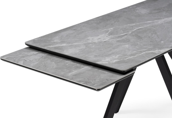 Изображение товара Обеденный стол Notta Вилли 140/200x80 (серый мрамор/черный )