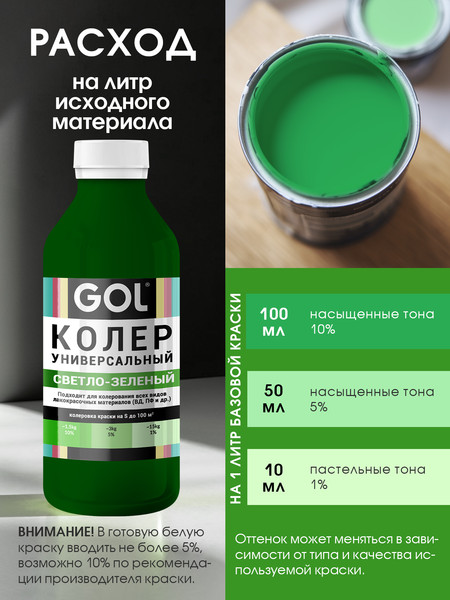 Изображение товара Колеровочная паста GOL №59 (900мл, светло-зеленый)