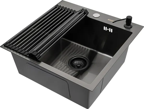 Изображение товара Мойка кухонная Arfeka Eco AR 50x50 + RM AR + DS AR (Black Decor Volcanic Rock, с аксессуарами)