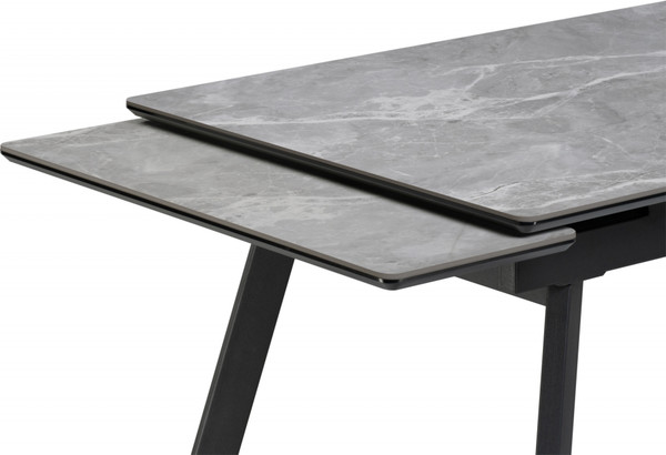 Изображение товара Обеденный стол Notta Норман 140/200x80 (серый мрамор/черный)