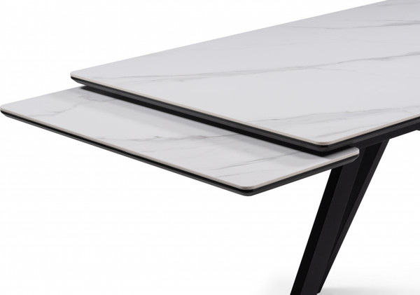 Изображение товара Обеденный стол Notta Вилли 140/200x80 (белый мрамор/черный )