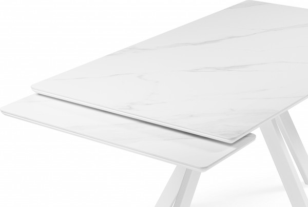 Изображение товара Обеденный стол Notta Вилли 140/200x80 (белый мрамор/белый)