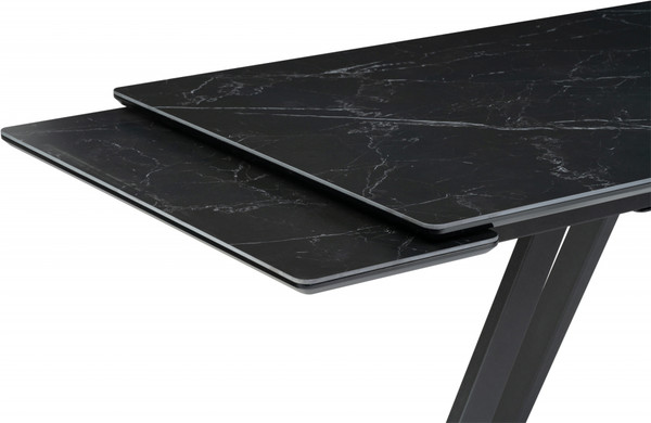 Изображение товара Обеденный стол Notta Вилли 140/200х80х75 (черный мрамор/черный )