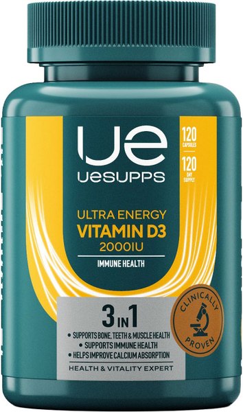 Изображение товара Витамин UESUPPS Ультра Энерджи Витамин D3 2000 МЕ (120 капсул)