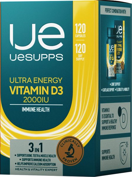 Изображение товара Витамин UESUPPS Ультра Энерджи Витамин D3 2000 МЕ (120 капсул)