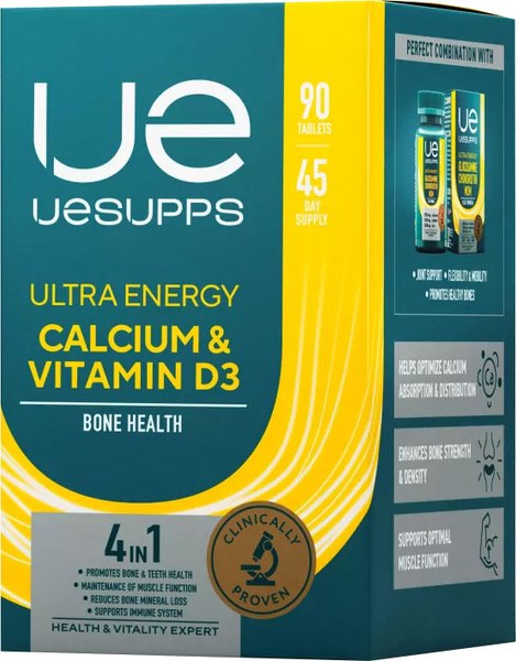 Изображение товара Витаминно-минеральный комплекс UESUPPS Ультра Энерджи Кальций и Витамин D3 (90 таблеток)