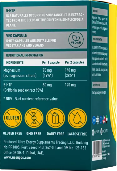 Изображение товара Аминокислота 5-HTP UESUPPS Ультра Энерджи (60 капсул)