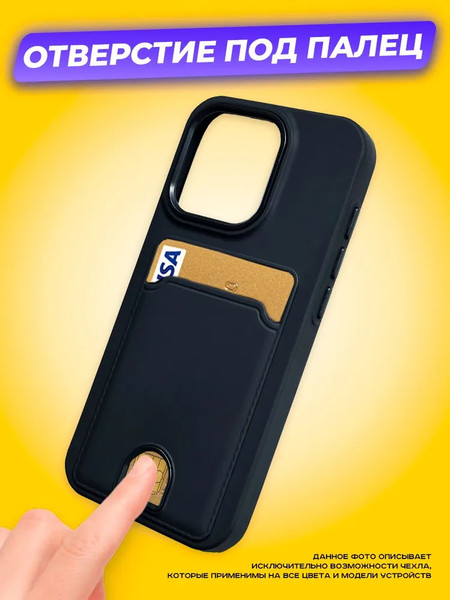 Изображение товара Чехол-накладка Case Matte Card Case для iPhone 15 Pro Max (черный матовый)