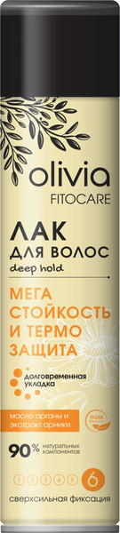 Изображение товара Лак для укладки волос Olivia Fitocare Мега стойкость и Термо защита сверхсильная фиксация (250мл)