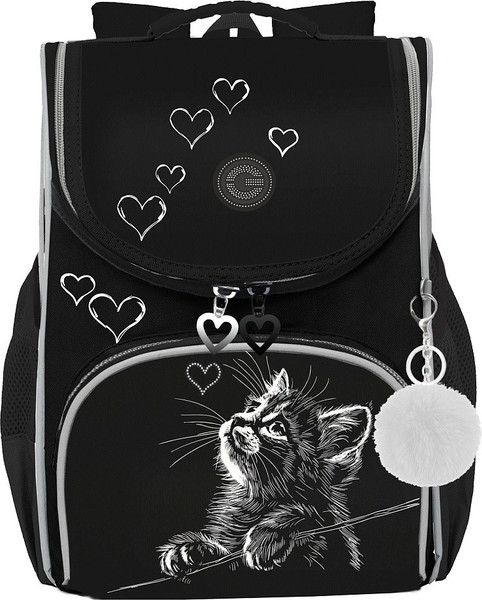 Изображение товара Школьный рюкзак Grizzly RAm-584-5 (черный/белый)