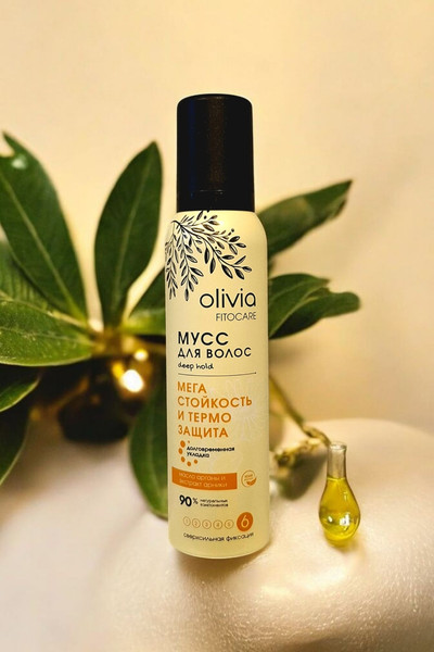 Изображение товара Мусс для укладки волос Olivia Fitocare Мега стойкость и Термо защита сверхсильная фиксация (150мл)