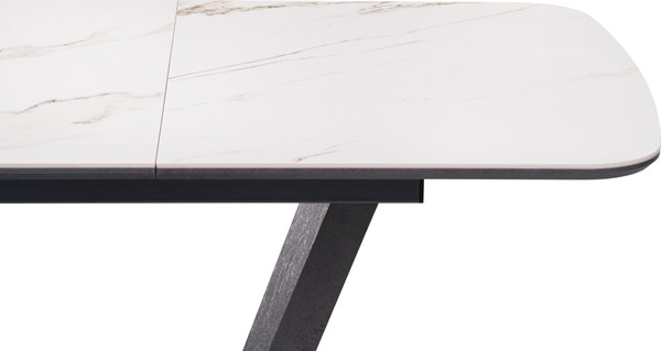 Изображение товара Обеденный стол Woodville Петир 120/160х80х75 (белый мрамор/графит/темный камень)