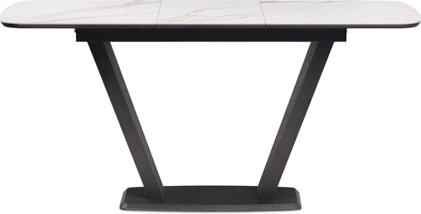 Изображение товара Обеденный стол Woodville Петир 120/160х80х75 (белый мрамор/графит/темный камень)