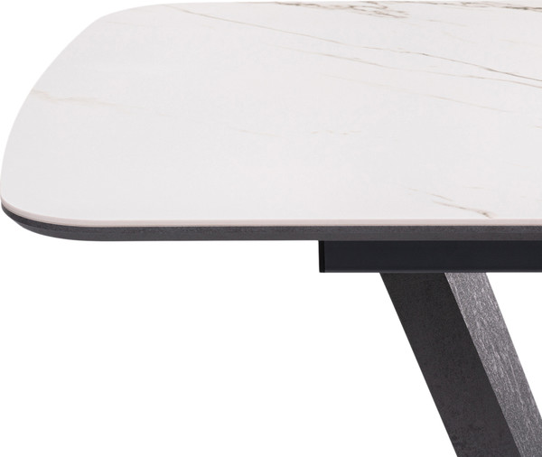 Изображение товара Обеденный стол Woodville Петир 120/160х80х75 (белый мрамор/графит/темный камень)