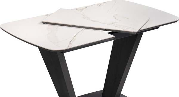 Изображение товара Обеденный стол Woodville Петир 120/160х80х75 (белый мрамор/графит/темный камень)